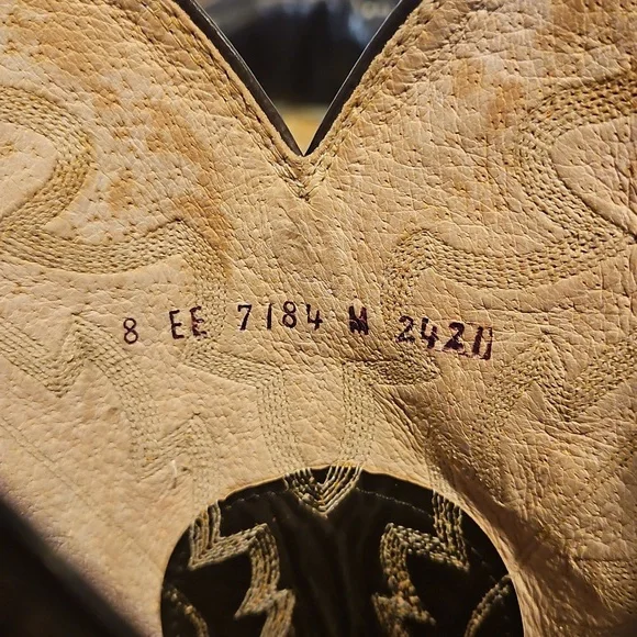 Vintage Diamond J Leather Mens Western Cowboy Boots Sz. 8 EE Wide - Picture 9 of 16